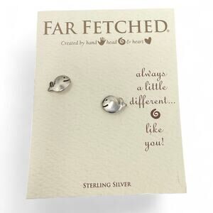 Far Fetched Happy Whale Post Stud Earrings 925 Sterling Silver NEW Handmade